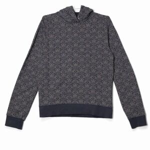 Character Hero Pattern Hoodie Gray Beige Art Nouveau Print Mens Small Casual